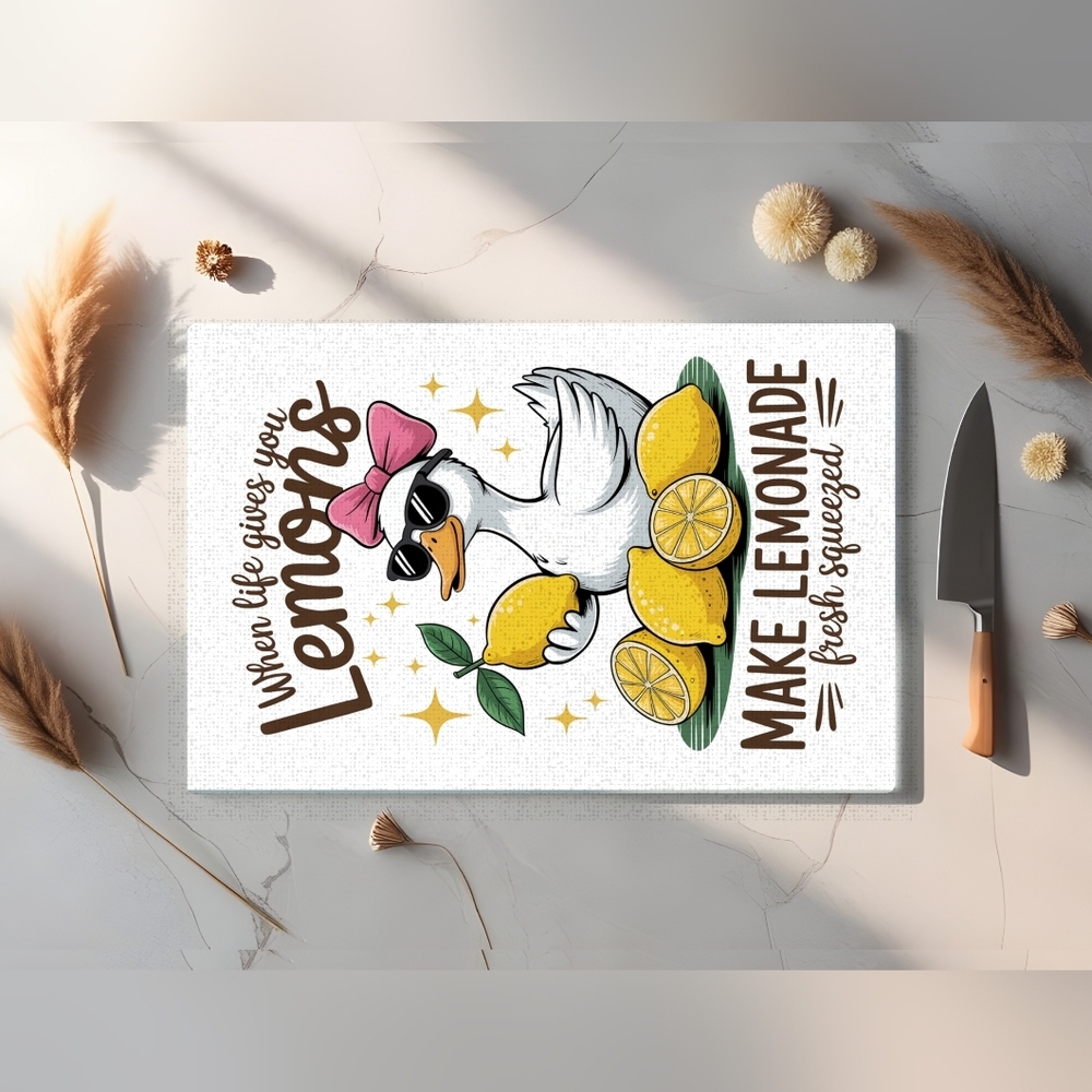 Temp Glass  Duck Lemonade Cutting Board 8x11